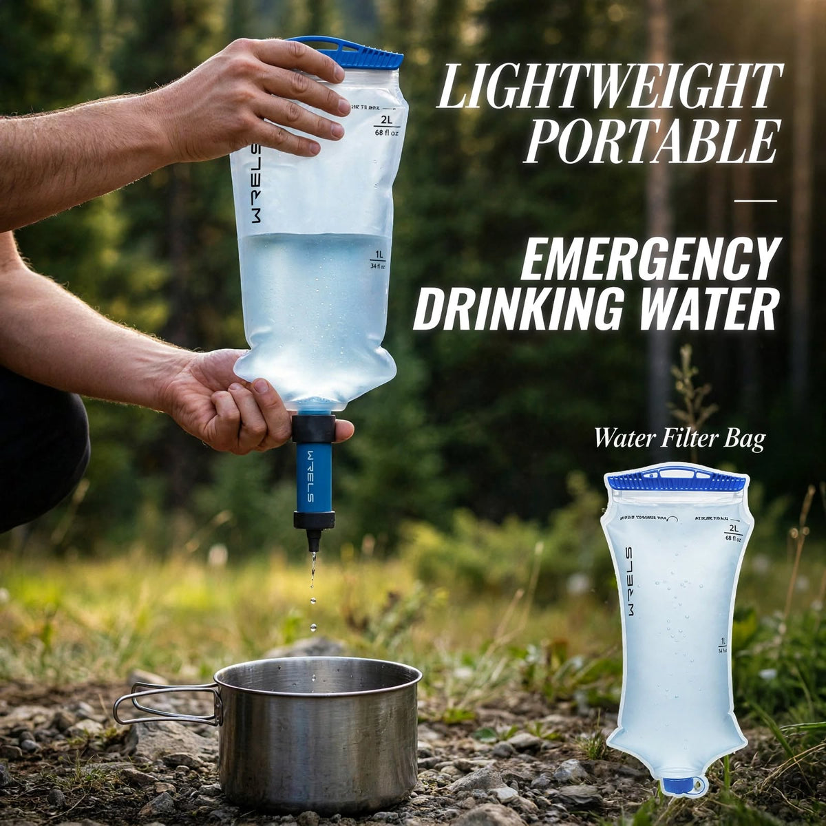 Collapsible Water Bag 3L – BPA-Free TPU, Gravity Filter Compatible, Camping & Survival