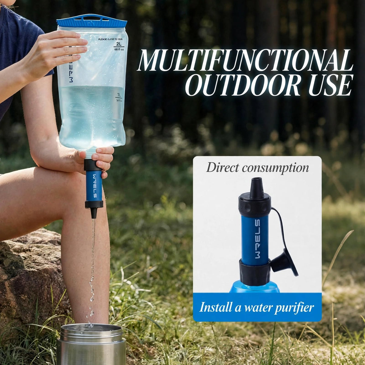 Collapsible Water Bag 3L – BPA-Free TPU, Gravity Filter Compatible, Camping & Survival