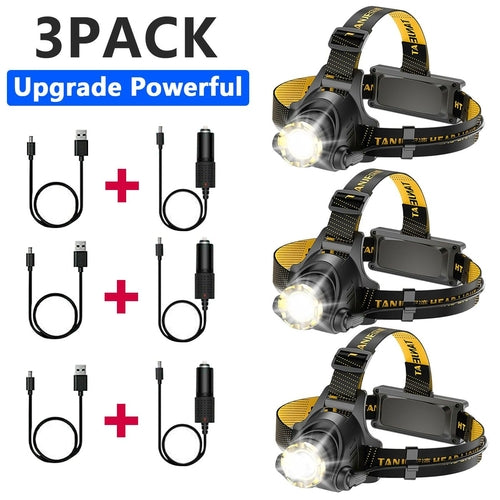 12000000lm LED Headlamp USB Rechargeable Headlight Head Torch Lamp