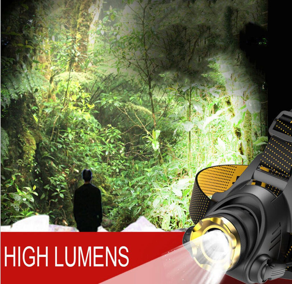 12000000lm LED Headlamp USB Rechargeable Headlight Head Torch Lamp
