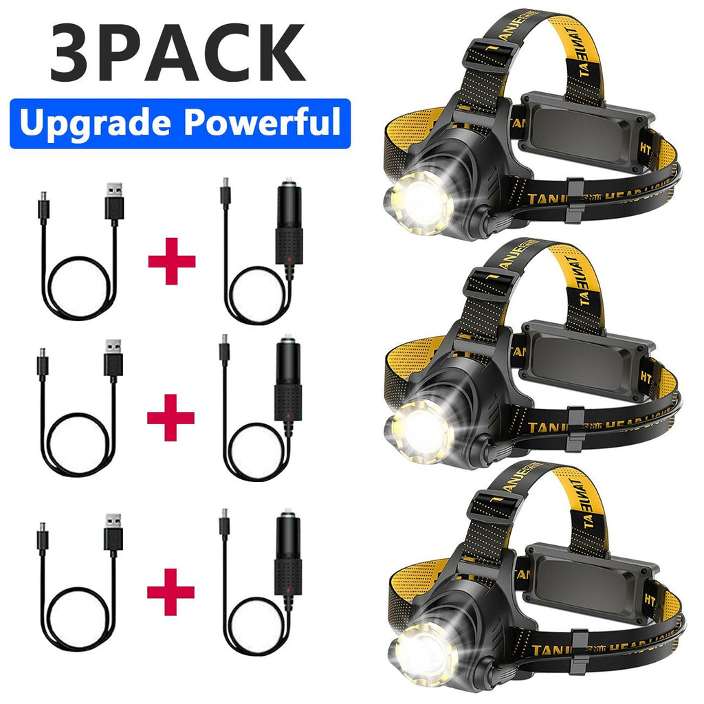 12000000lm LED Headlamp USB Rechargeable Headlight Head Torch Lamp