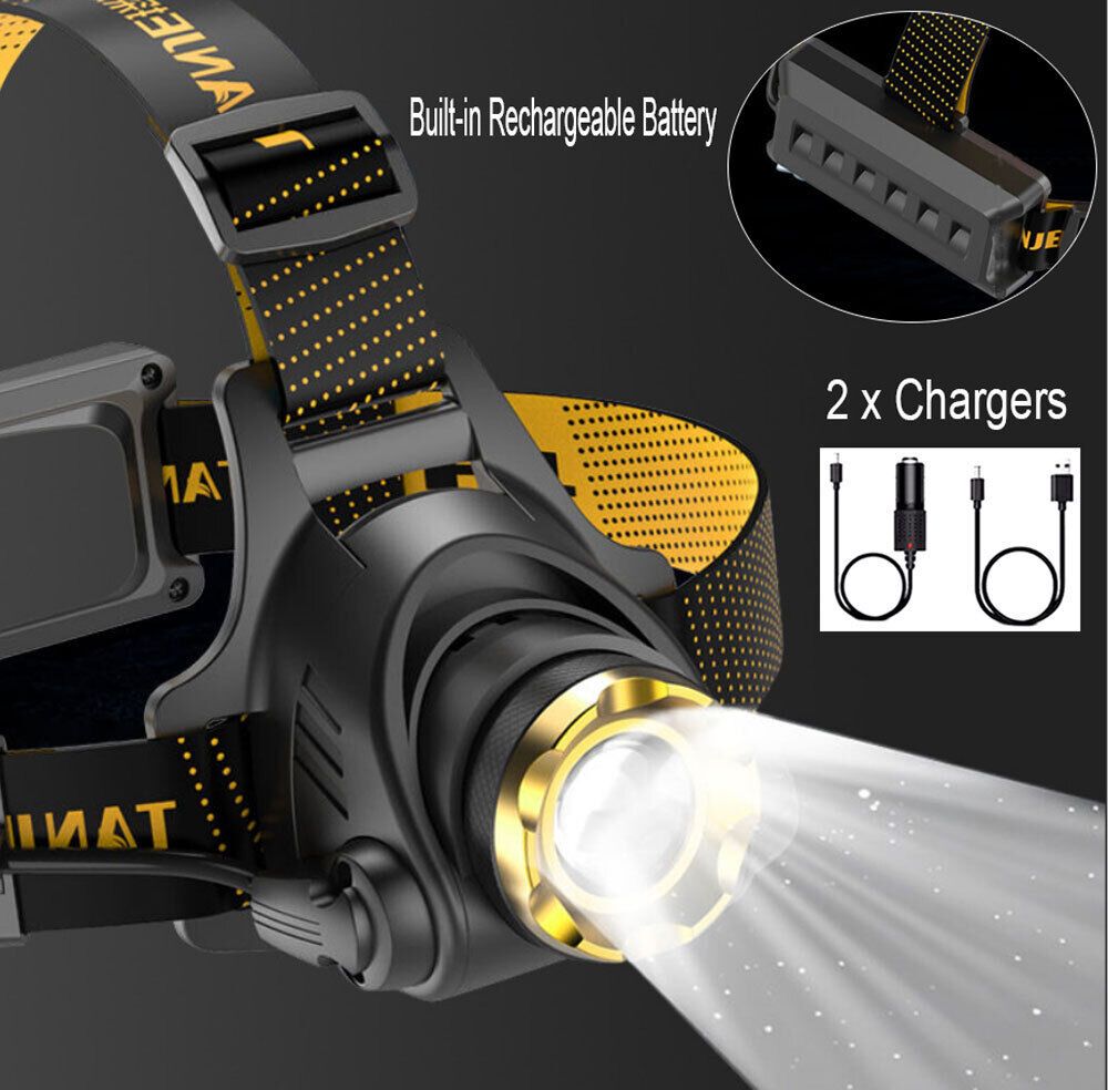 12000000lm LED Headlamp USB Rechargeable Headlight Head Torch Lamp