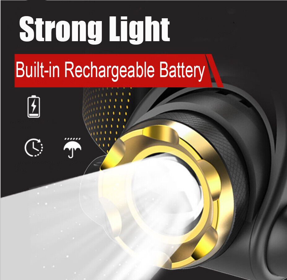 12000000lm LED Headlamp USB Rechargeable Headlight Head Torch Lamp