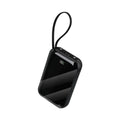 Black power bank with digital display on a white background