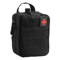 Black tactical医疗包 with a red cross on a white background