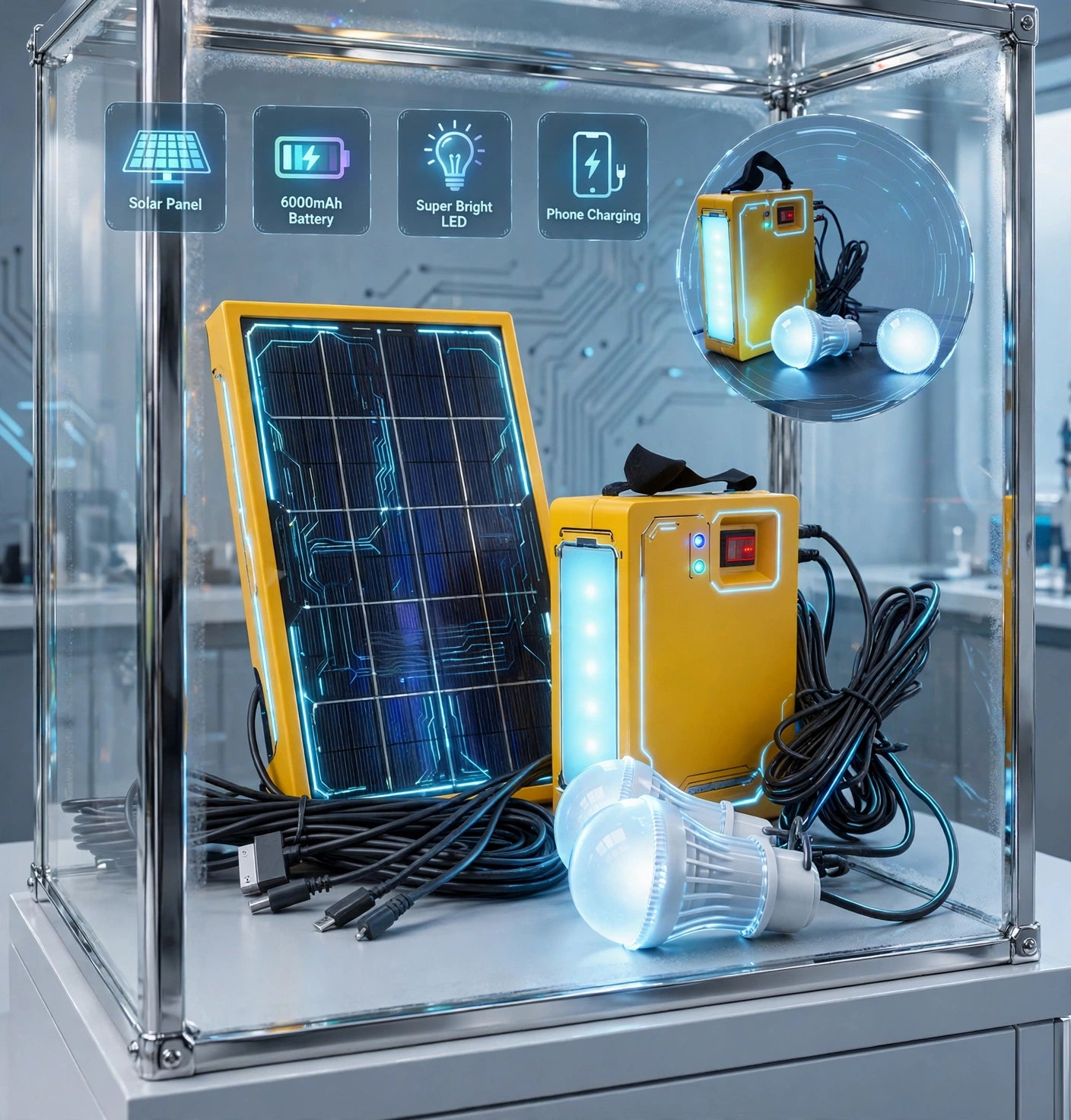 Compact Off-Grid Photovoltaic Power Station & Multi-Zone LED Lighting Hub