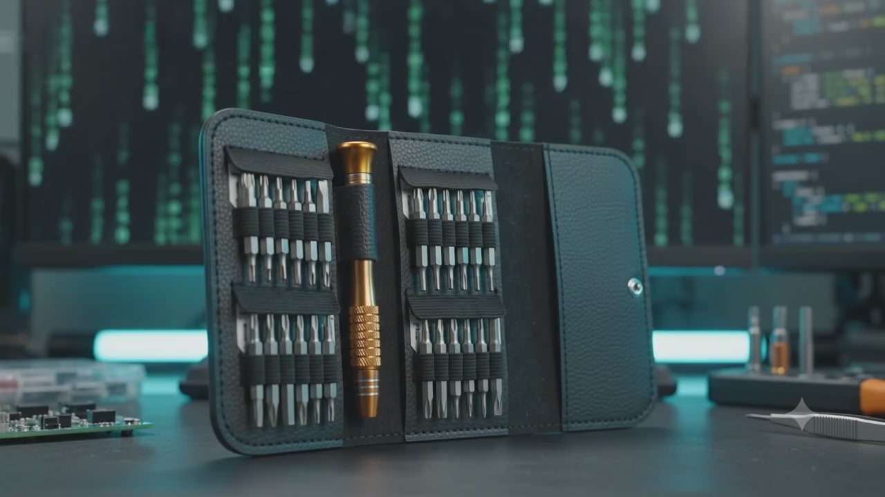 Mini Electronics repairs Tool Kit with Leather Pouch 25-in-1 Pocket Precision Screwdriver Set