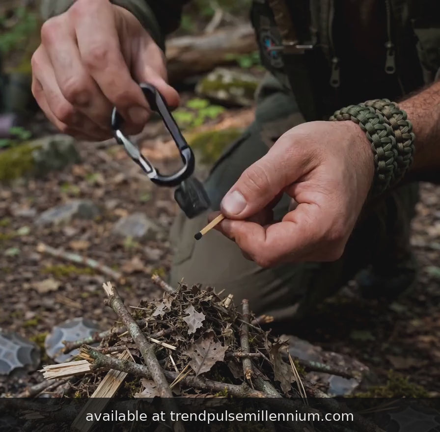 Durable Metal Keychain Fire Starter with Spring Clip for Camping & Emergency Kits