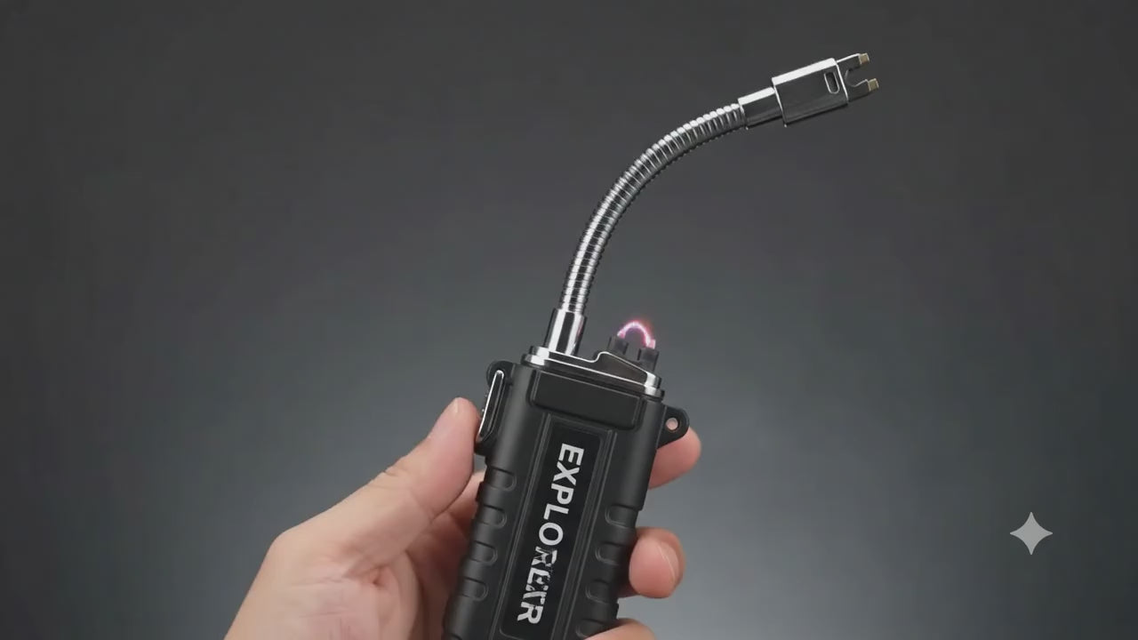 Electric Plasma Lighter Metal Dual Arc USB Type-C Rechargeable Windproof with LED Battery Display