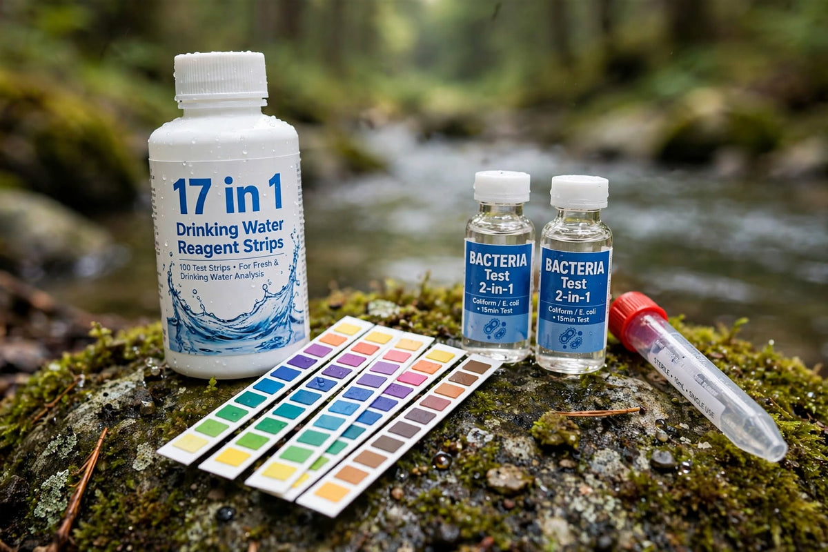 Trend Pulse M - AFTERMATH 17-in-1 River & Well Field Kit - 100 Chemical Strips + 2 Coliform Bacteria Tests